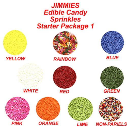 Cake Decorations - Jimmies Sprinkles Starter Set of 10 Jars of Assorted Colors SAVE $2.95 by Lucks