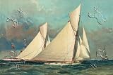 Art Poster, Close Reach for the Stake Boat - 27.5 x 18.75