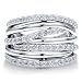 Sterling Silver 925 Cubic Zirconia CZ Multi Strand Woven Ring Band - Nickel Free Fashion Right Hand Ring