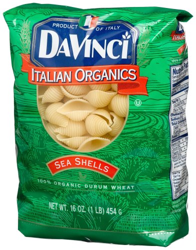 Davinci Pasta Organic, Sea Shells, 16 Ounce Bags (Pack of 12) by Davinci