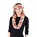 Hawaii Hangover Hawaiian Luau Party Kapiolani tuberose Fabric Flower Matching Lei and Head Band Haku Peach Pink