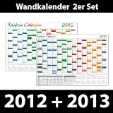 Jahresplaner-Set DIN A2 2012 + 2013 (Zwei Stück) Rainbow Wandkalender im DIN A2 Format mit 14 Monaten und kompletter Jahresvorschau des nächsten Jahres