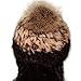 FURTALK Women's Real Rabbit Fur Hat with Raccoon Fur Pom Pom Winter Hats Cap