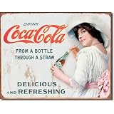 Coca-Cola Tin Metal Sign : Coke Through A Straw
