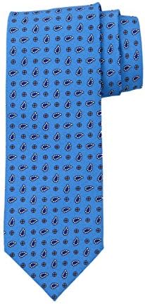 Robert Jensen Finest Silk Handmade Men's Neck Tie - Printed - mini-Paisley with micro-Square Dot (Light Blue)