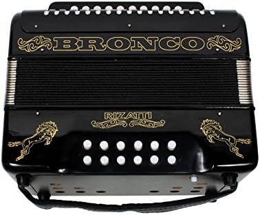 Rizatti Bronco RB31GB Diatonic Accordion - Black - Key G/C/F with Padded Bag