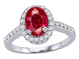 2.00 cts Lab Created Ruby and Genuine Diamond Ring - 14kt White or Yellow Gold
