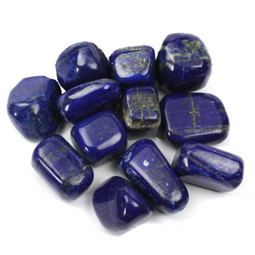 Crystal Allies Materials: 1/2lb Bulk Natural Tumbled Lapis Lazuli Stones from Afghanistan - Large 1" Polished Crystals for Reiki Crystal Healing *Wholesale Lot*