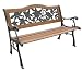 DC America SLP2660BRSP, Rose Resin Back Park Bench, Cast Iron legs, Rust-free Resin Back, and Hardwood Slats, Rust Resistant Bronze Finish