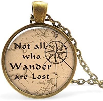 Not All Who Wander Are Lost Quote Pendant, Lord of the Rings Jewelry, Traveler's Gift, Travel Gift