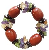 Good Luck Bracelet With Multi Gemstones And Fancy Red Jasper