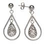14k White Gold Glitter Teardrop Earrings