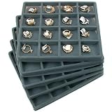 5 Gray 16 Slot 1/2 Size Jewelry Display Tray Inserts New