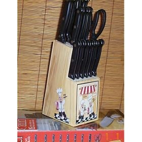 Fat Chef Butcher Block Knife Set Kitchen Decor
