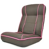 座椅子　腰に優しい　レバー式リクライニング　14段階　メッシュ　腰枕付き　ウレタン　｢カノン｣　背伸ばし座椅子　ピンク色