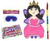 Princess Fairy Pinata Party Kit Including Pinata, 2 Lbs Candy and Toy Fillers, Buster Stick, and Blindfold