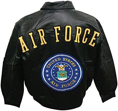 Air Force Military Leather Jacket Features Coordinating Logos