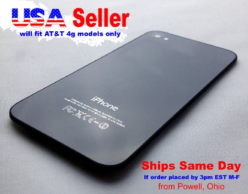 AT&T iPhone 4 Black Glass Replacement Back Cover AT&T iPhone 4 Black Glass Replacement Back Cover
