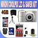 Nikon Coolpix L23 Digital Camera - Silver (10mp, 5x Optical Zoom) 2.7-inch LCD W/4GB SDHC Memory + Set of Rechargeable Batteries + Ac/Dc Charger + USB Card Reader + Memory Card Wallet + Shock Proof Case w/Strap + Accessory Saver Bundle!