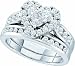 Ladies 14k White Gold 1.04 Ct Round Cut Diamond Heart Shaped Wedding Engagement Bridal Ring Set Ladies 14k White Gold 1.04 Ct Round Cut Diamond Heart Shaped Wedding Engagement Bridal Ring Set