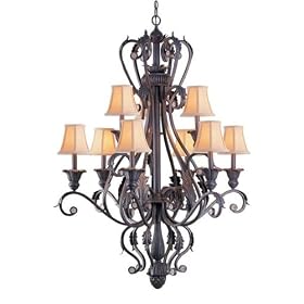 Two tier Hand painted Chandelier, 46Hx38W, DARK RUST by Home Decorators Collection