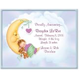 Birth Announcement Cards, Personalized - Baby in the Moon (Boy), 25 Count, 5.5?x4.25? with Envelopes