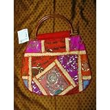 Womens Purse Multi Reds Banjara Mirrors Sari Handbag