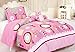 Twin Owl Friends Comforter Set with Matching Sham and Toy Pillow Hot Pink, White, Green, Yellow, Blue.