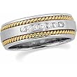 14K Two-Tone Gold Diamond Comfort Fit Handwoven Wedding Band Duo - Gent's Ring - 0.25 Ct.