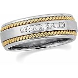 14K Two-Tone Gold Diamond Comfort Fit Handwoven Wedding Band Duo - Lady's Ring - 0.25 Ct.