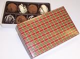 Scott's Cakes Cocoa Covered Dark & White and Dark & White Chocolate Truffles 1/2 Pound Christmas Plaid Box
