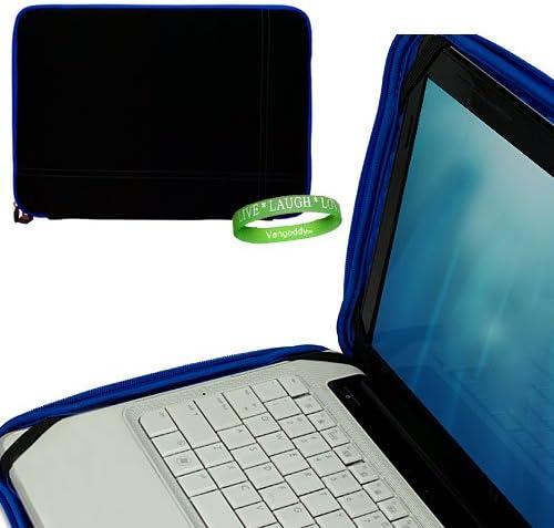 Macbook Air 13" Notebook Case Cerulean Neoprene Padded Zippered Sleeve with Bubble Wrap Style Memory Foam Inner Padding for Macbook Air 13" Notebooks + VanGoddy LIVE+LAUGH+LOVE Wristband