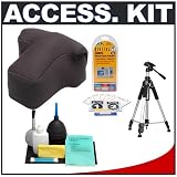 Neoprene Holster Case with Tripod and Cleaning Kit for Nikon, Canon, Pentax, Fuji, Sony and Olympus Digital SLR Cameras