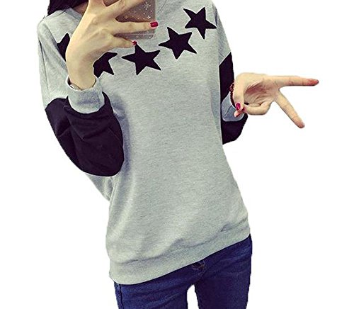 ハニーオンデイズレディース 星柄 パッチ バイカラー 切替 長袖 Tシャツ オシャレ 秋冬 トレーナー パーカー