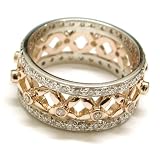 Diamond Right Hand Ring X Design and Pave Sides, 18k Two Tone Gold, Ring Size 6.25 (T.w 1.20)