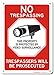 No Trespassing This Property Is Protected By Video Surveillance Trespassers Will Be Prosecuted Sign, 10