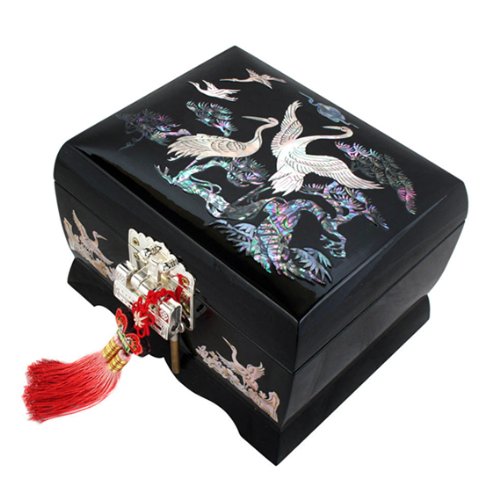 wood jewelry designs Mother of Pearl Black Lacquer Jewelry Box | 500 x 500