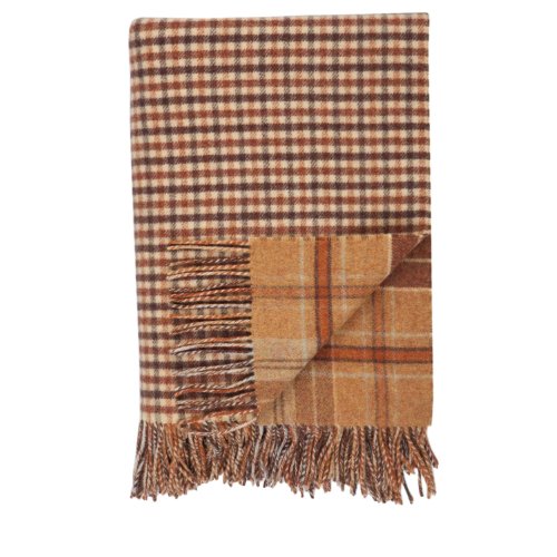 Best Cheap Johnstons of Elgin Findhorn Reversible Camel Check and Camel & Yellow Gunclub Tweed Lambswool