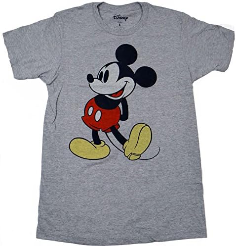 Classic Mickey Mouse Facing Left T-shirt (Medium, Heather Grey)