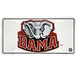 Alabama Crimson Tide White Metal License Plate
