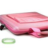 Amazon Kindle DX Hard Shell SLEEVE CASE Cover Pouch Carrying Bag with Extra Accessories Pocket-- PINK + Vangoddy tm, Live*Laugh*Love wrist band!!!