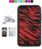 Silicone skin cover for Apple ipod Touch 16GB 32Gb 64Gb 2nd and 3rd generation + Car Charger + Screen Protector (11 colors available) (Red Zebra)