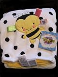 Taggies White Yellow Polka Dot Bumble Bee Girl Baby Blanket