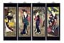 Set Of 4 Oriental Lacquered Painting Wall Art Plaques (Japanese Geishaes) LG