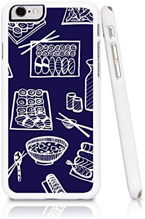 iPhone 6 Case Sushi Japanese Food Art Illustration in White &amp; Dark Navy Blue