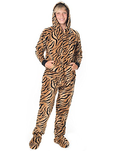 Footed Pajamas - Tiger Stripes Kids Hoodie Fleece
