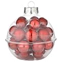 28 Ct Glass Ornament Tub - Red
