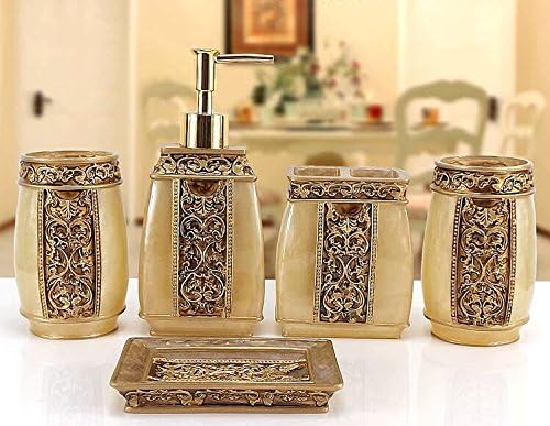 New European-Style Wedding Floral Resin Toiletries Kit / Modern Minimalist Wash Supplies Suit Bathroom 5pcs Set