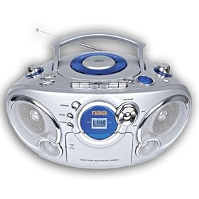 Naxa NX-207 Silver CD Cassette Player Tape Recorder AM FM Radio Boombox by Naxa