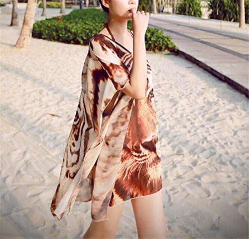 Xx Shop Womens Sexy Round Neck Loose Bikini Cover Ups (tiger print)